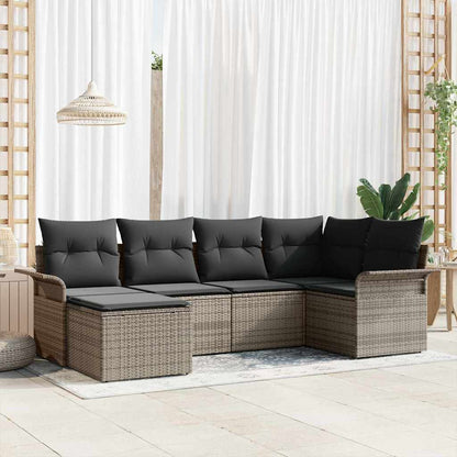 Gartensofa-set 6 stk. Grau Poly-Rattan