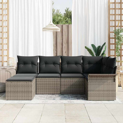 Gartensofa-set 6 stk. Grau Poly-Rattan