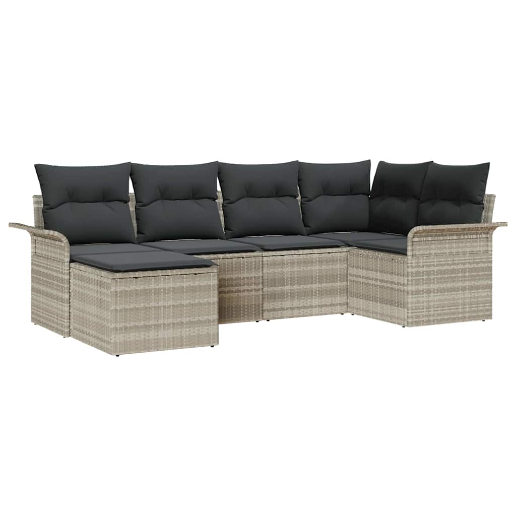 Gartensofa-set 6 stk. Hellgrau Poly-Rattan
