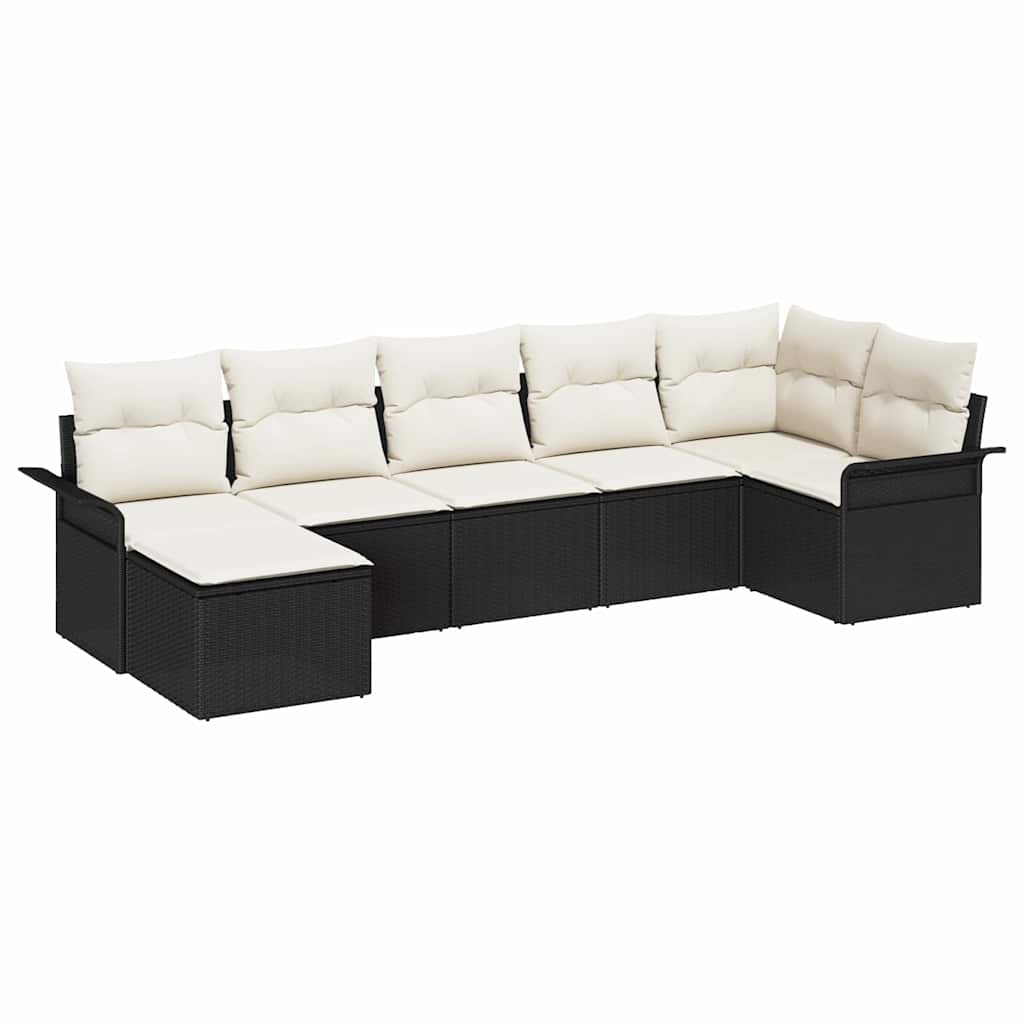 Gartensofa-set 7 stk. Schwarz Poly-Rattan