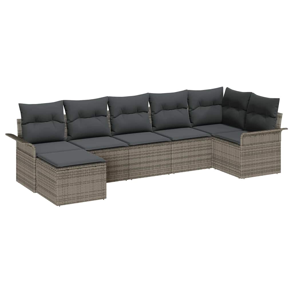 Gartensofa-set 7 stk. Grau Poly-Rattan