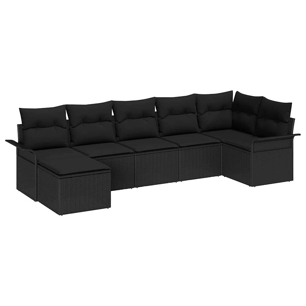Gartensofa-set 7 stk. Schwarz Poly-Rattan