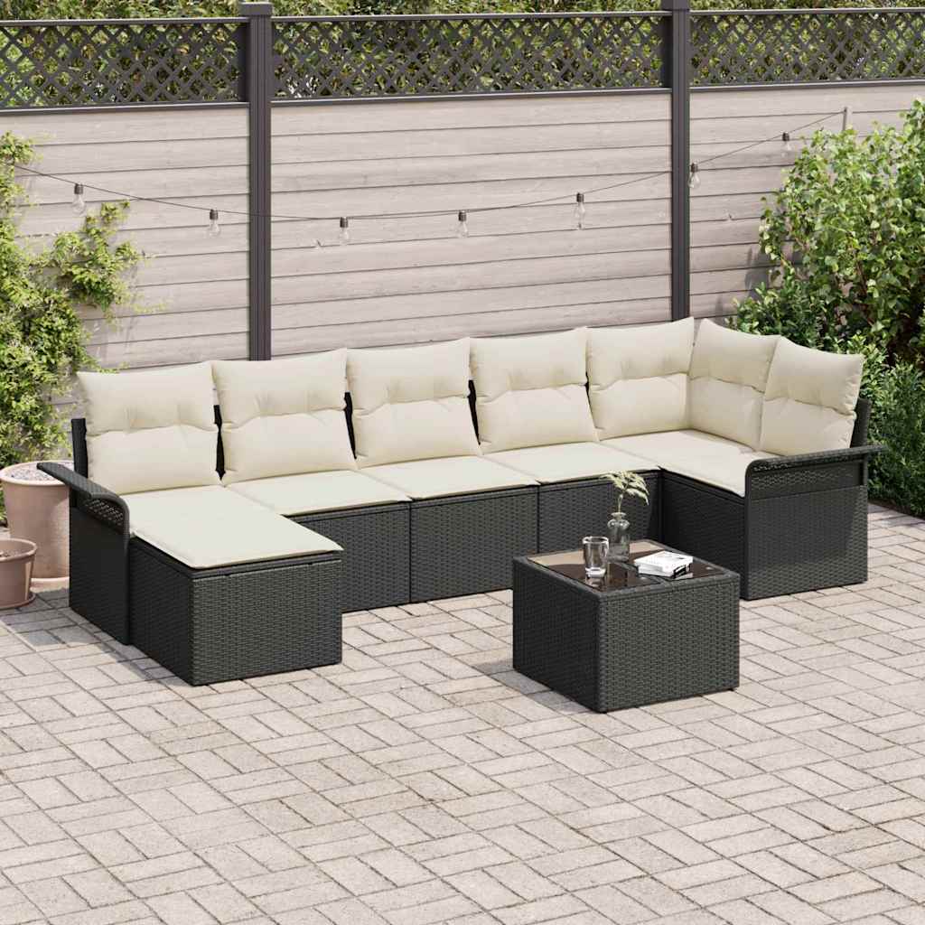 Gartensofa-set 8 stk. Schwarz Poly-Rattan