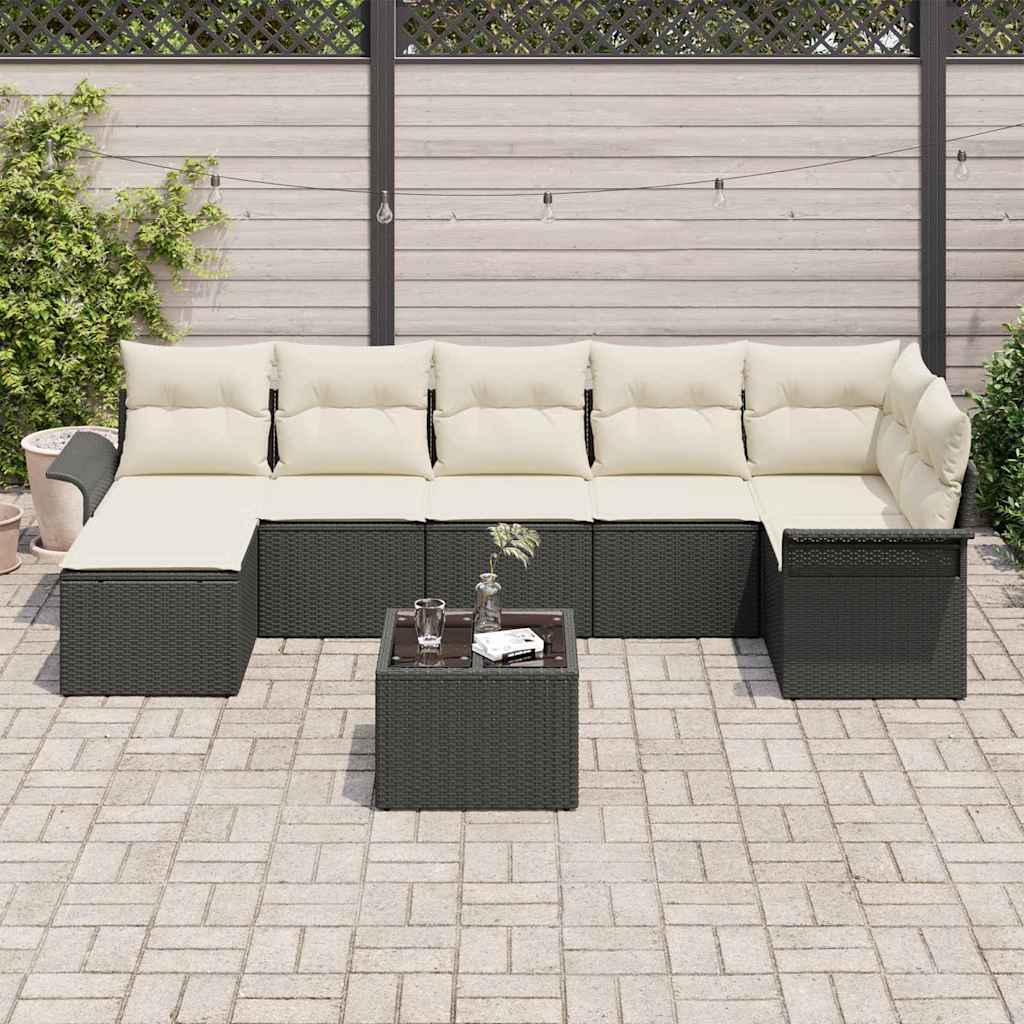 Gartensofa-set 8 stk. Schwarz Poly-Rattan