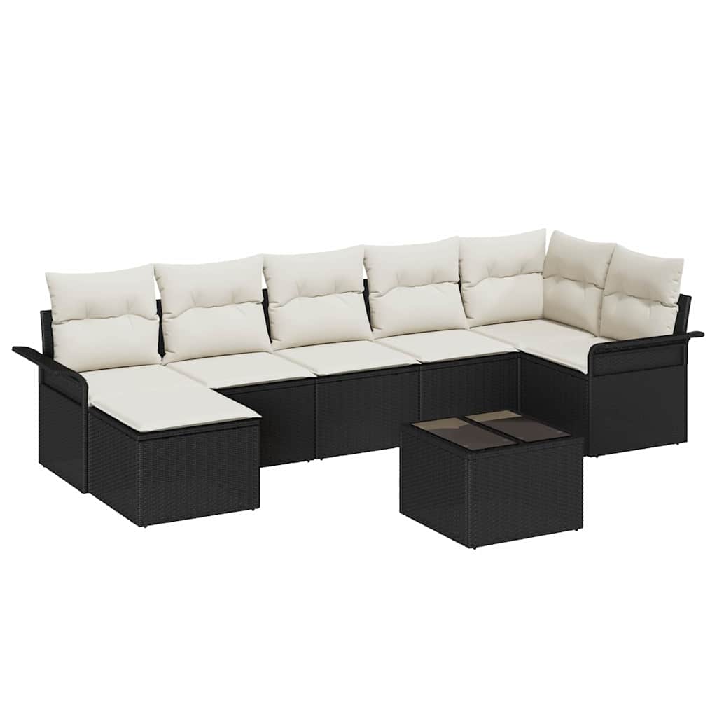 Gartensofa-set 8 stk. Schwarz Poly-Rattan