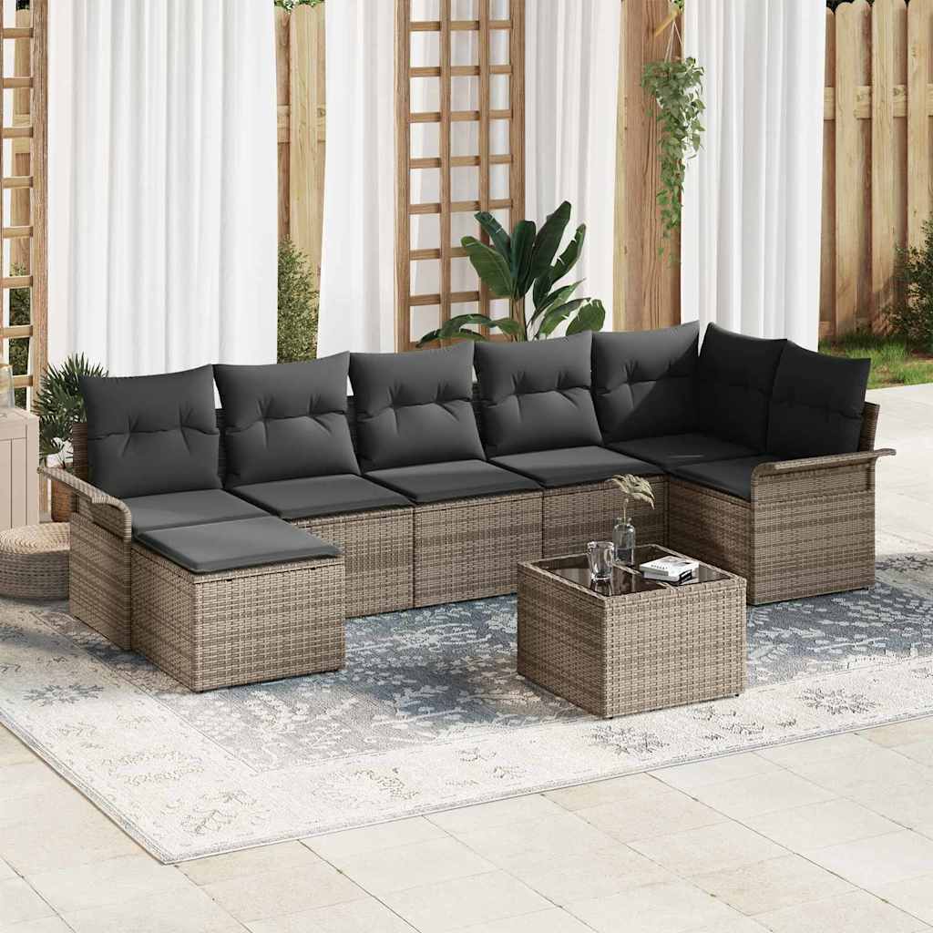 Gartensofa-set 8 stk. Grau Poly-Rattan