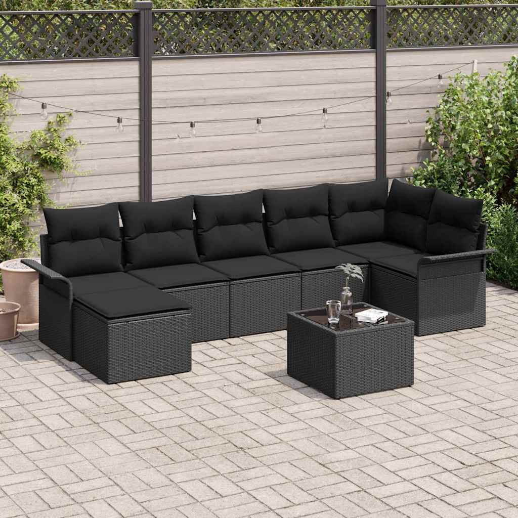 Gartensofa-set 8 stk. Schwarz Poly-Rattan