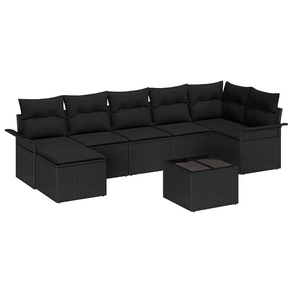Gartensofa-set 8 stk. Schwarz Poly-Rattan