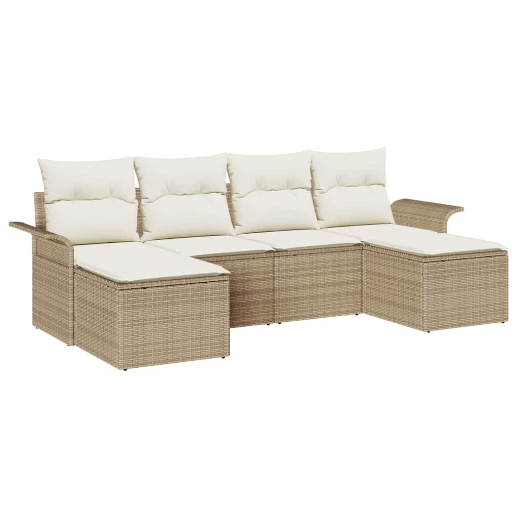 Gartensofa-set 6 stk. Beige Poly-Rattan