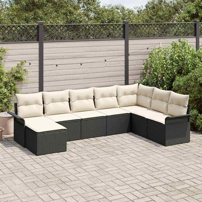 Gartensofa-set 8 stk. Schwarz Poly Rattan