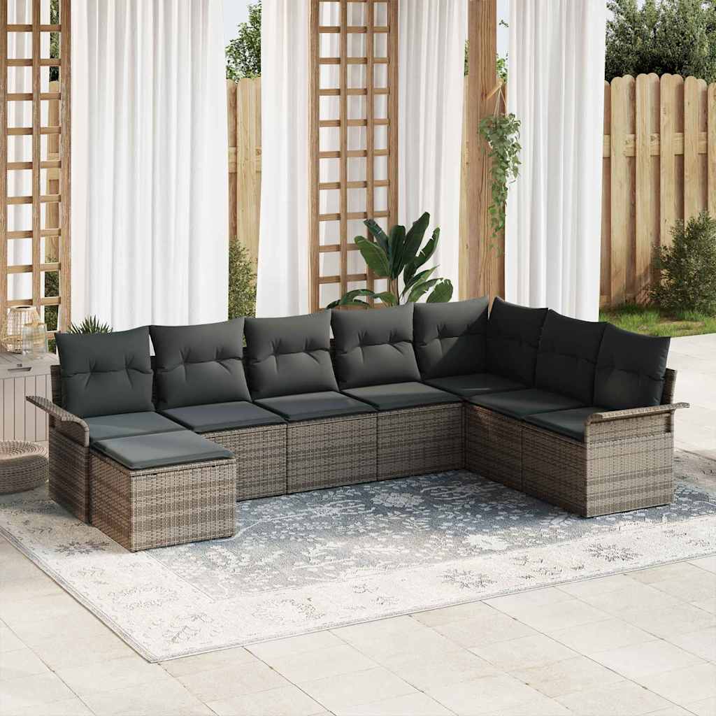 Gartensofa-set 8 stk. Grau Poly Rattan