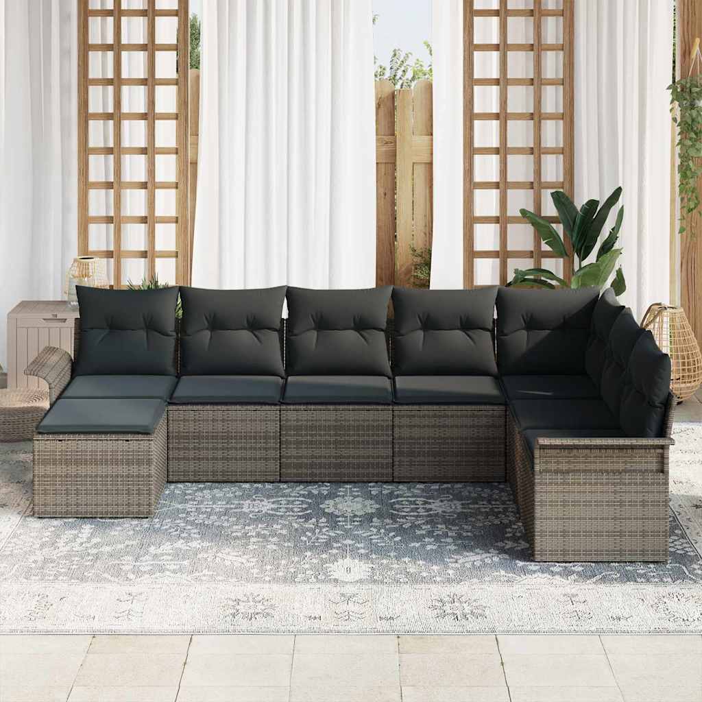 Gartensofa-set 8 stk. Grau Poly Rattan
