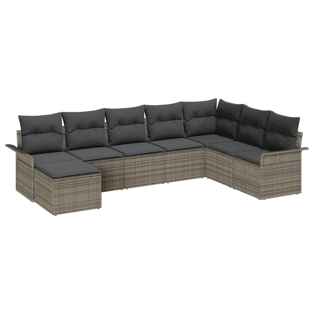 Gartensofa-set 8 stk. Grau Poly Rattan