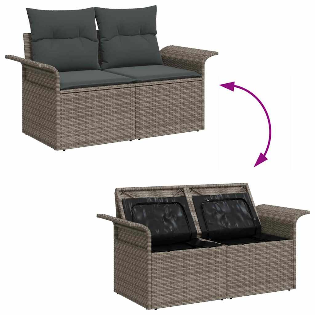 Gartensofa-set 8 stk. Grau Poly Rattan