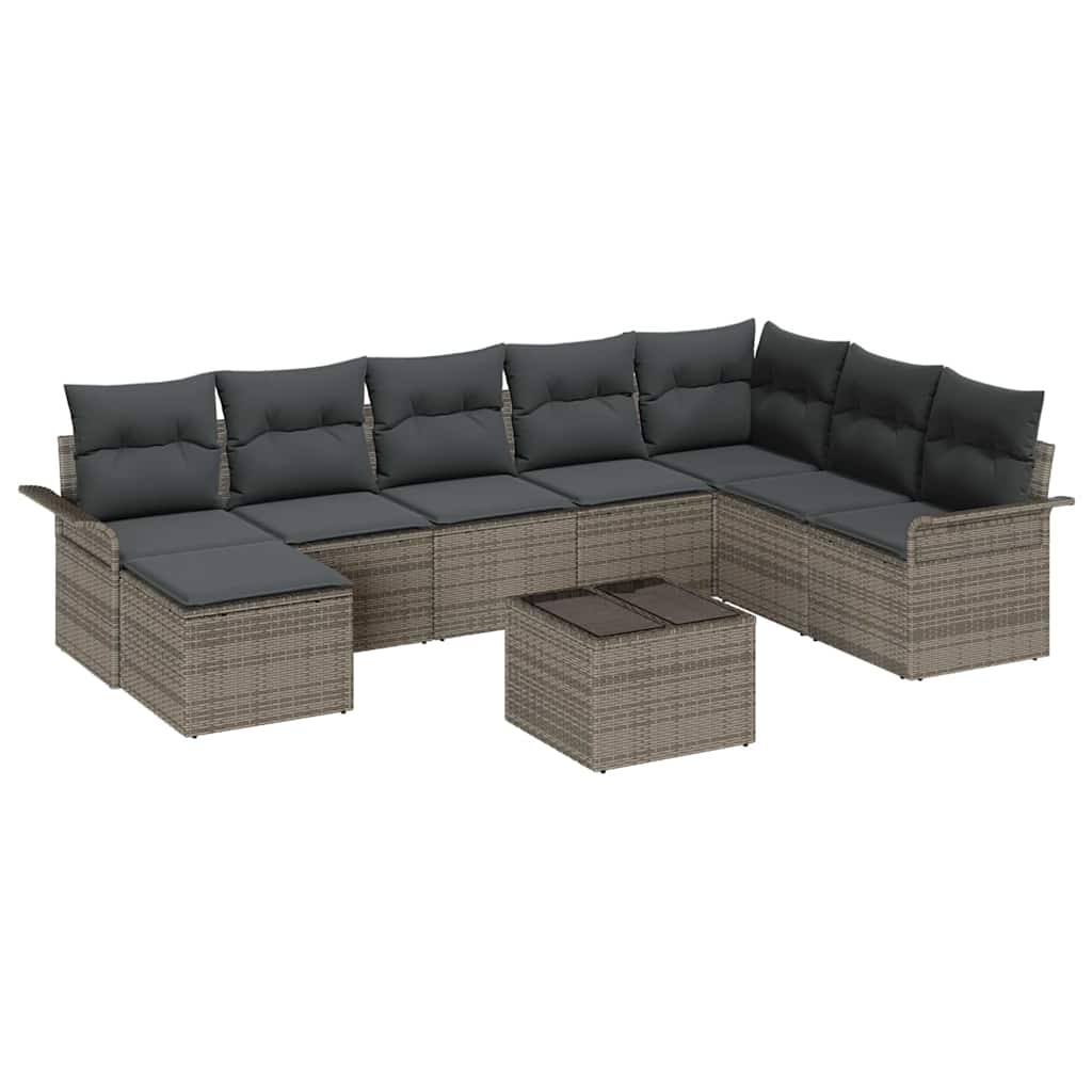 Gartensofa-set 9 stk. Schwarz Poly Rattan