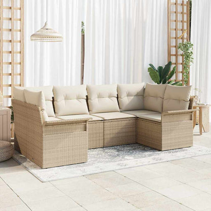 Garten-Sofa-Set 6 stk. Beige Poly Rattan