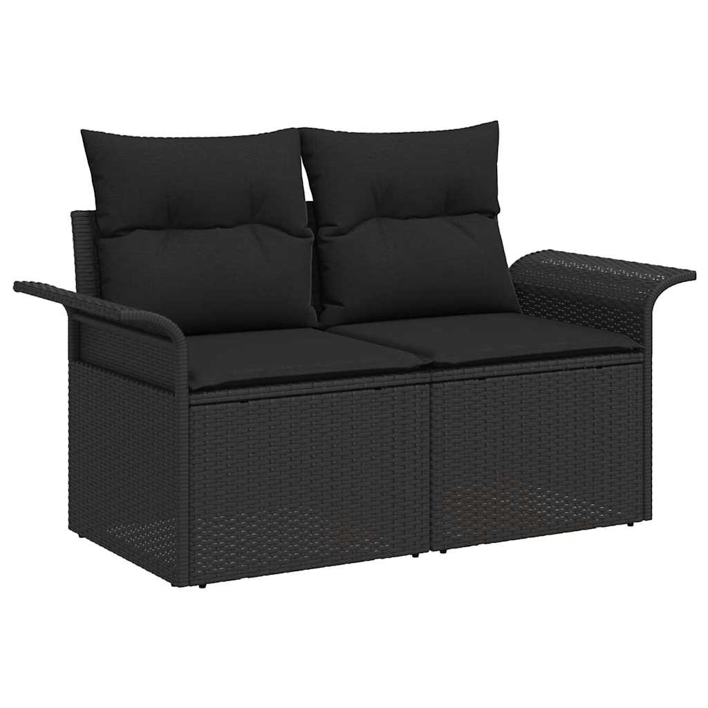 Garten-Sofa-Set 7 stk. Schwarz Poly Rattan