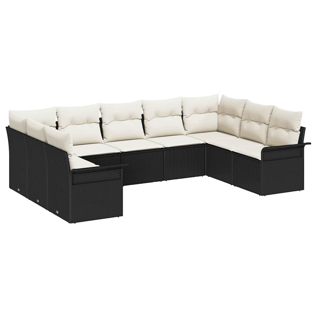 Gartensofa-set 9 stk. Schwarz Poly-Rattan