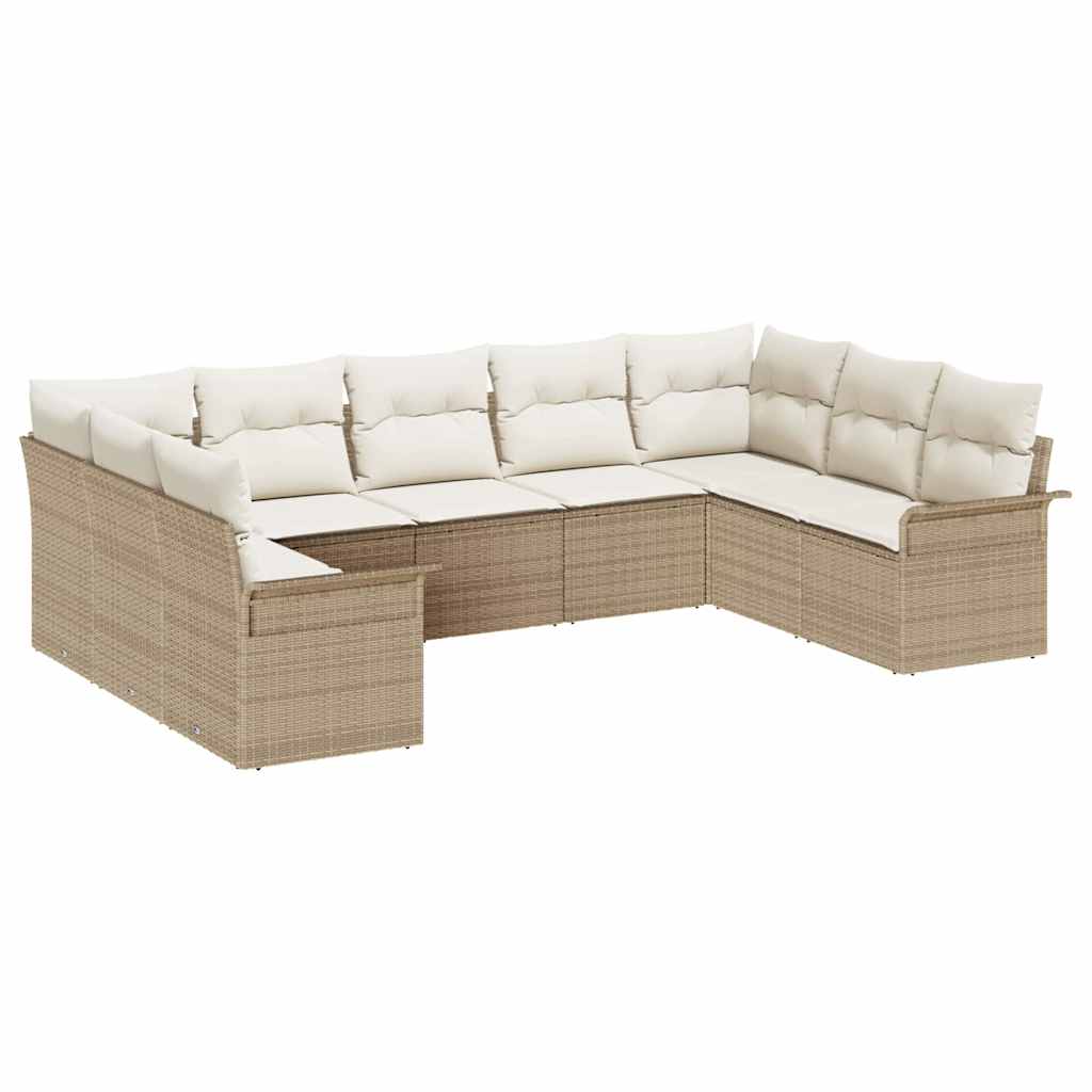 Gartensofa-set 9 stk. Beige Poly-Rattan