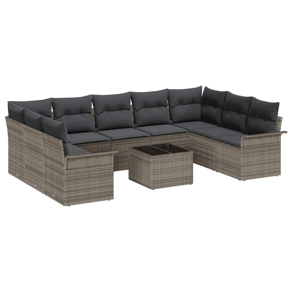 Gartensofa-set 10 stk. Schwarz Poly-Rattan