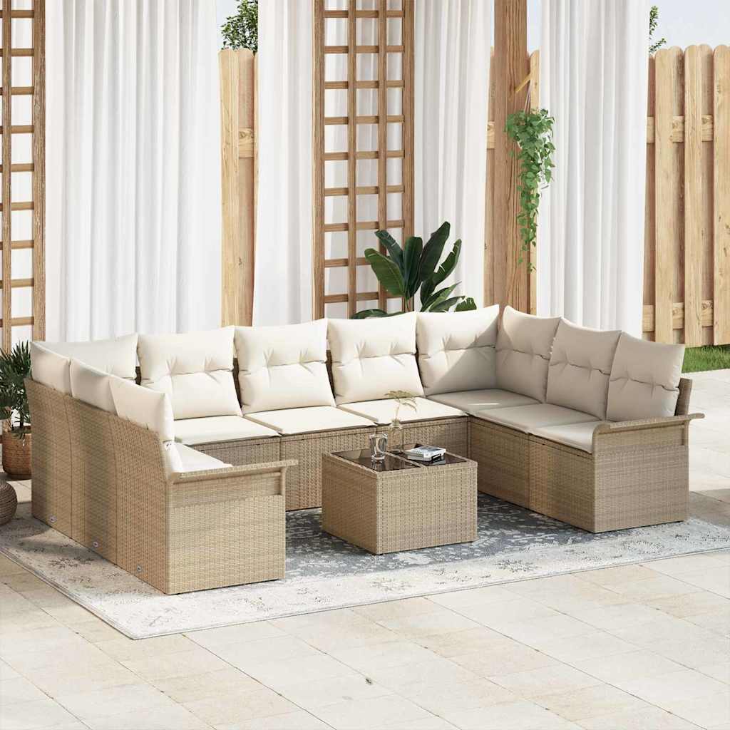 Gartensofa-set 10 stk. Braun Poly-Rattan