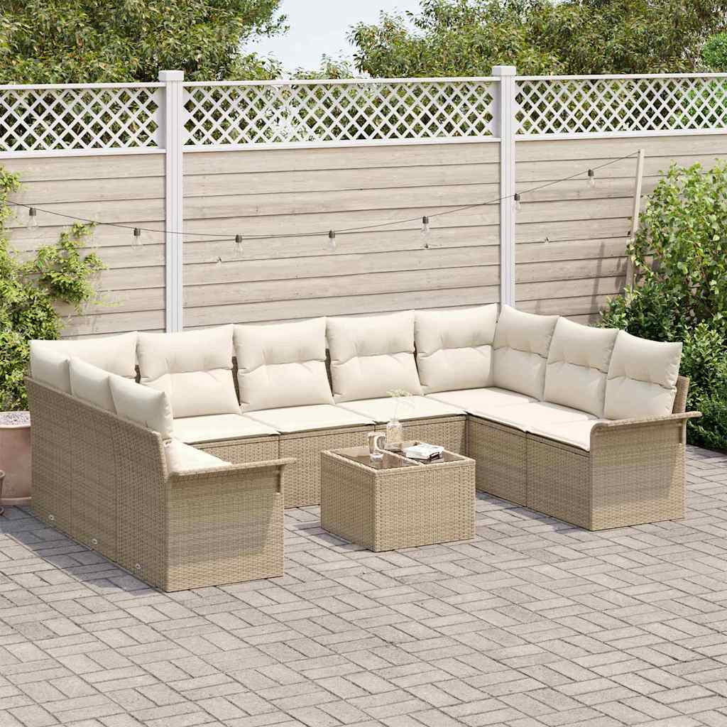 Gartensofa-set 10 stk. Braun Poly-Rattan