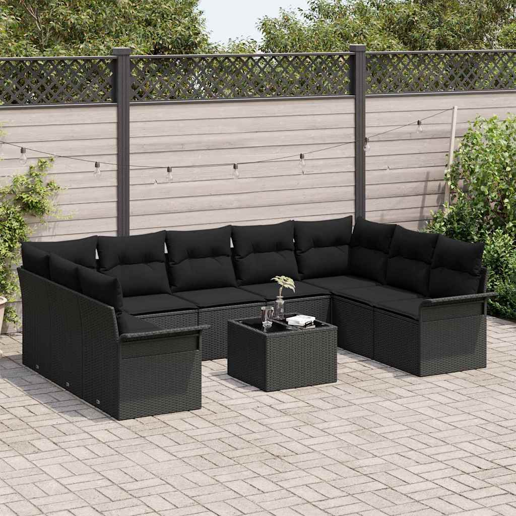 Gartensofa-set 10 stk. Beige Poly-Rattan