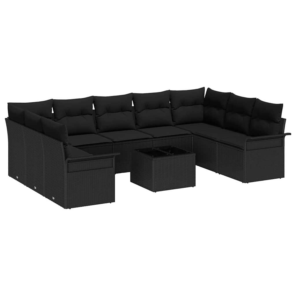 Gartensofa-set 10 stk. Beige Poly-Rattan