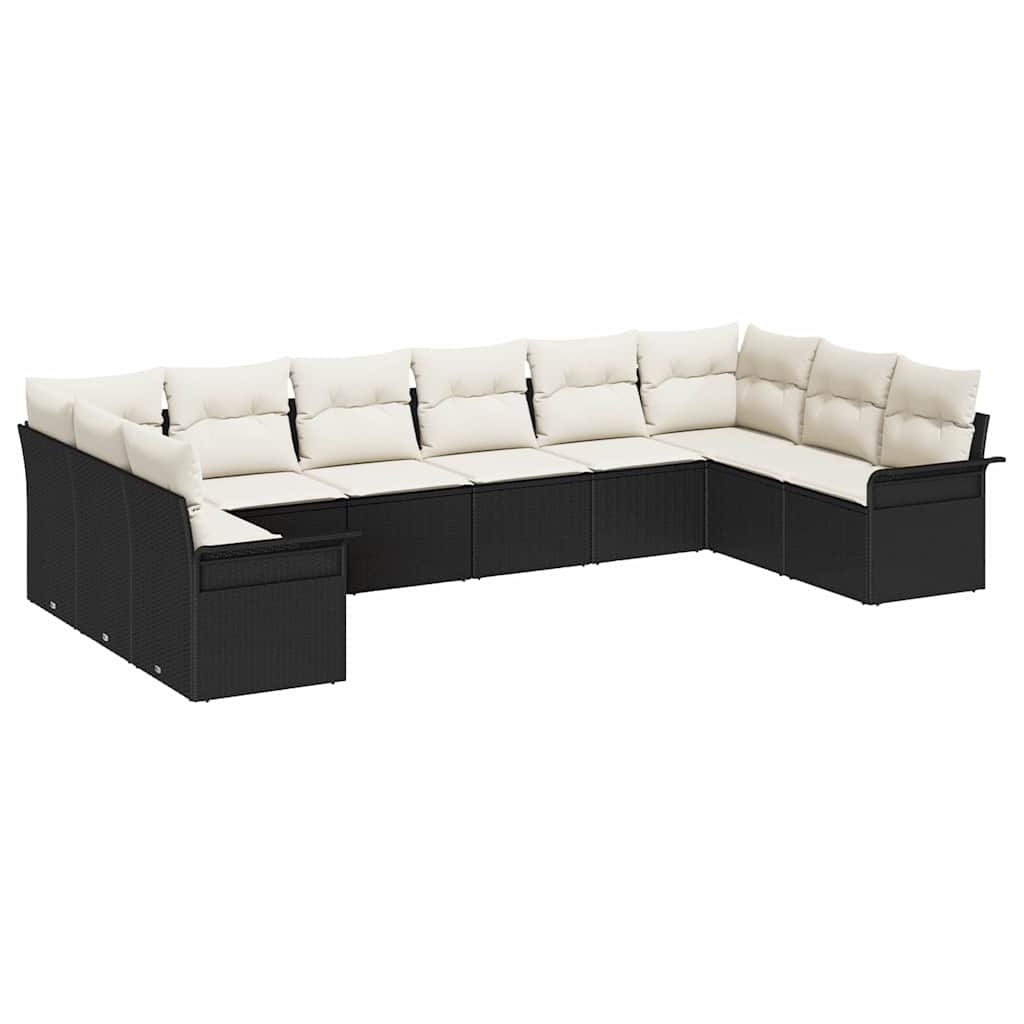 Gartensofa-set 10 stk. Schwarz Poly-Rattan