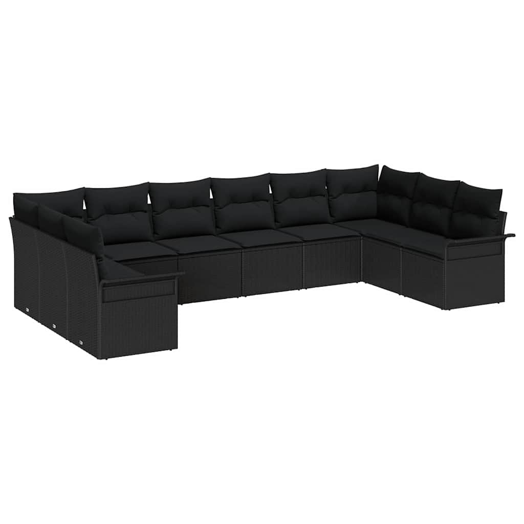 Gartensofa-set 10 stk. Schwarz Poly-Rattan