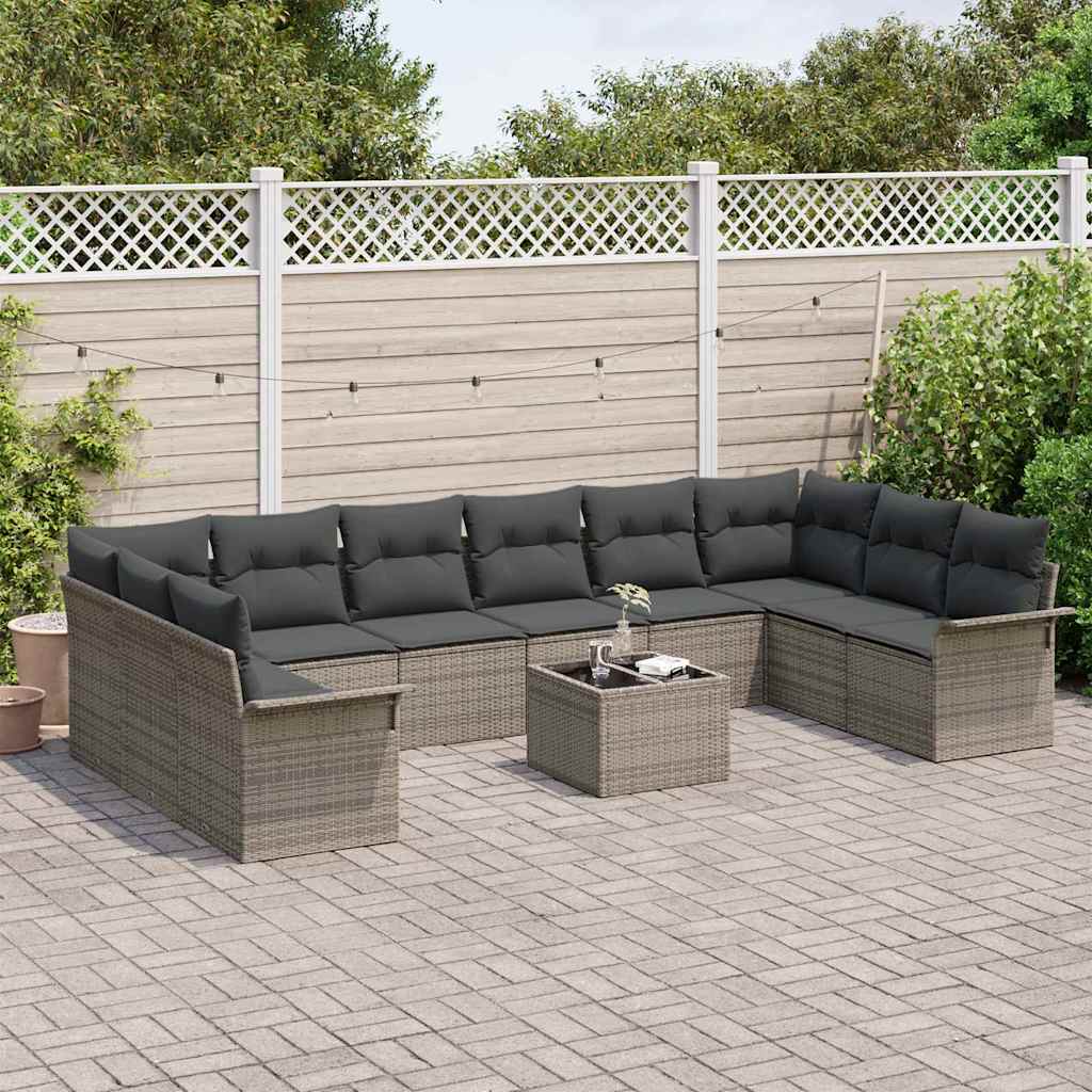 Gartensofa-set 11 stk. Schwarz Poly-Rattan