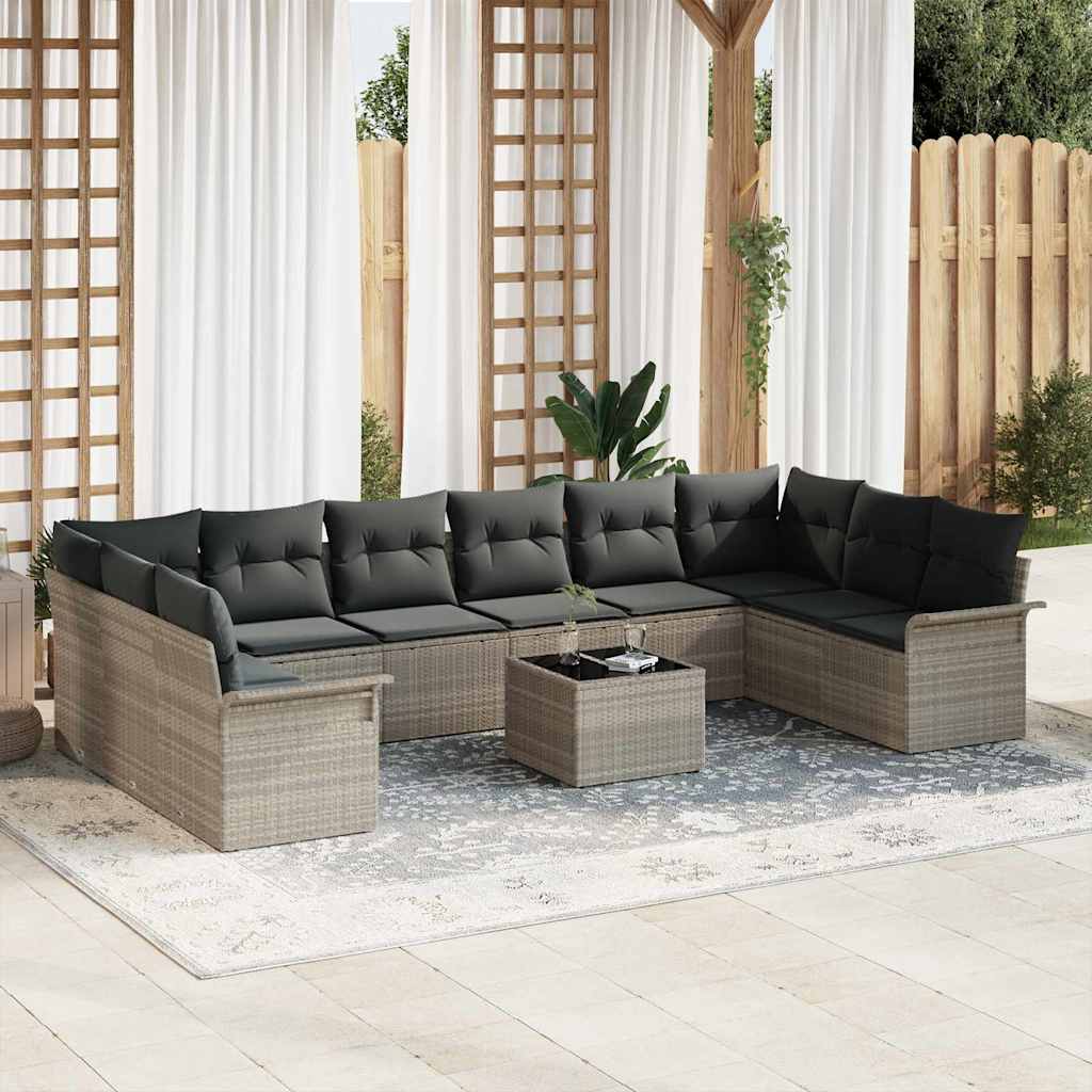 Gartensofa-set 11 stk. Grau Poly-Rattan