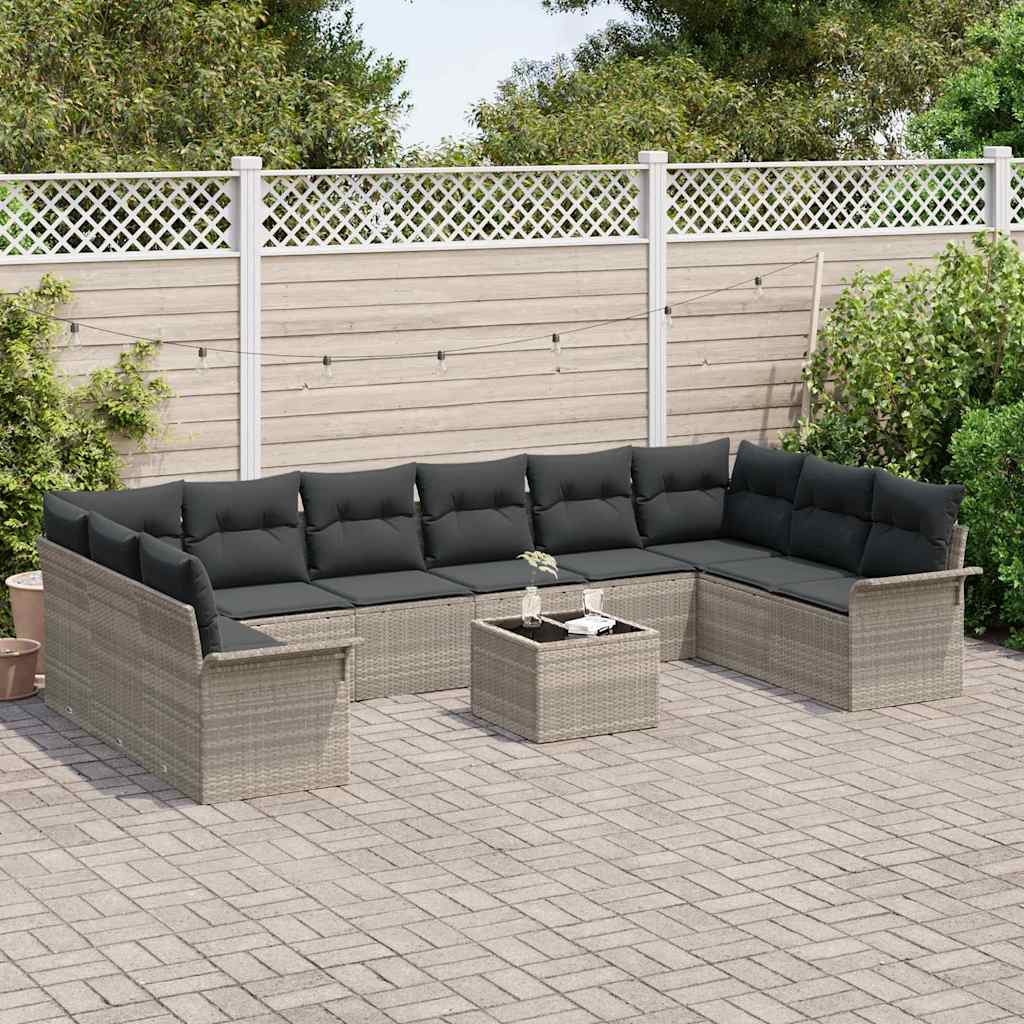 Gartensofa-set 11 stk. Grau Poly-Rattan