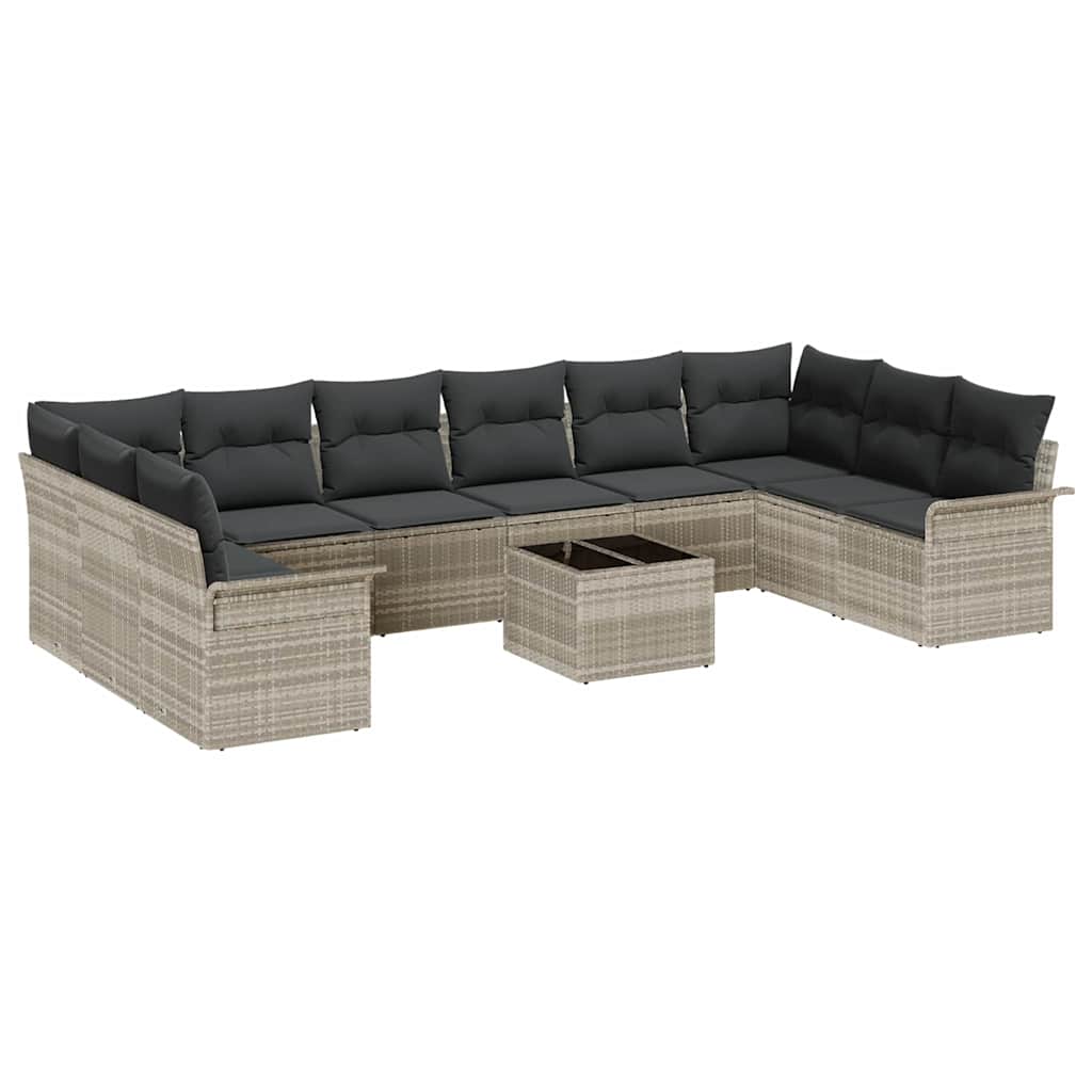 Gartensofa-set 11 stk. Grau Poly-Rattan