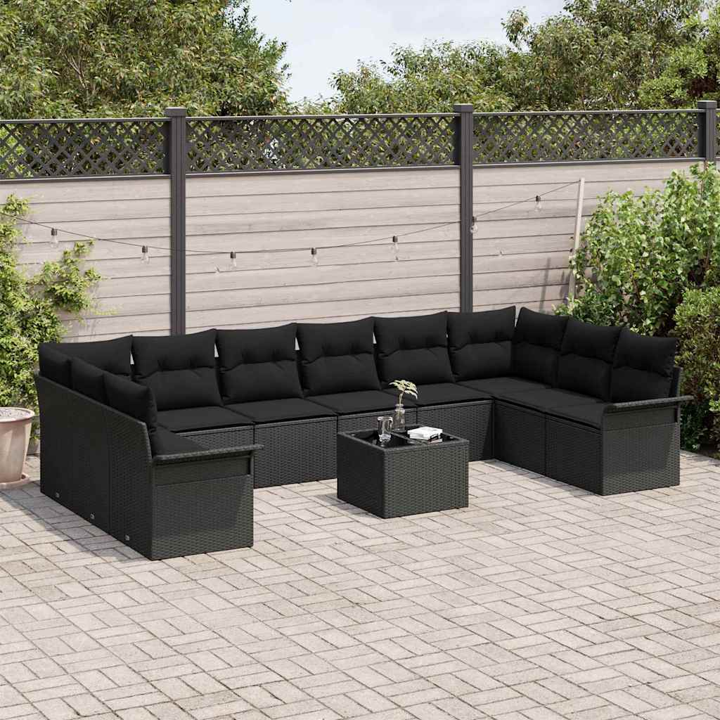 Gartensofa-set 11 stk. Beige Poly-Rattan