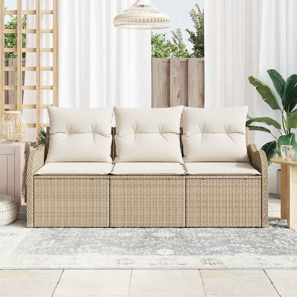 Garten-Sofa-Set 3 stk. Beige Poly Rattan