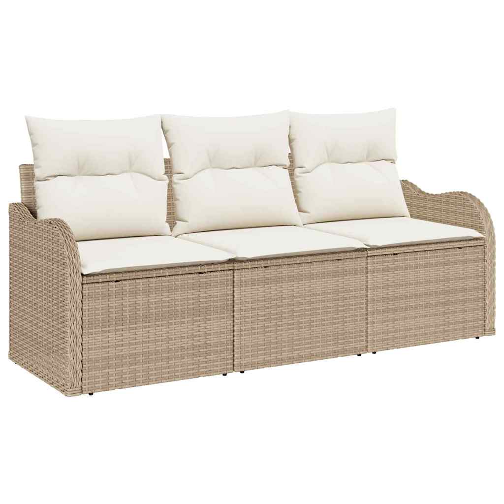 Garten-Sofa-Set 3 stk. Beige Poly Rattan