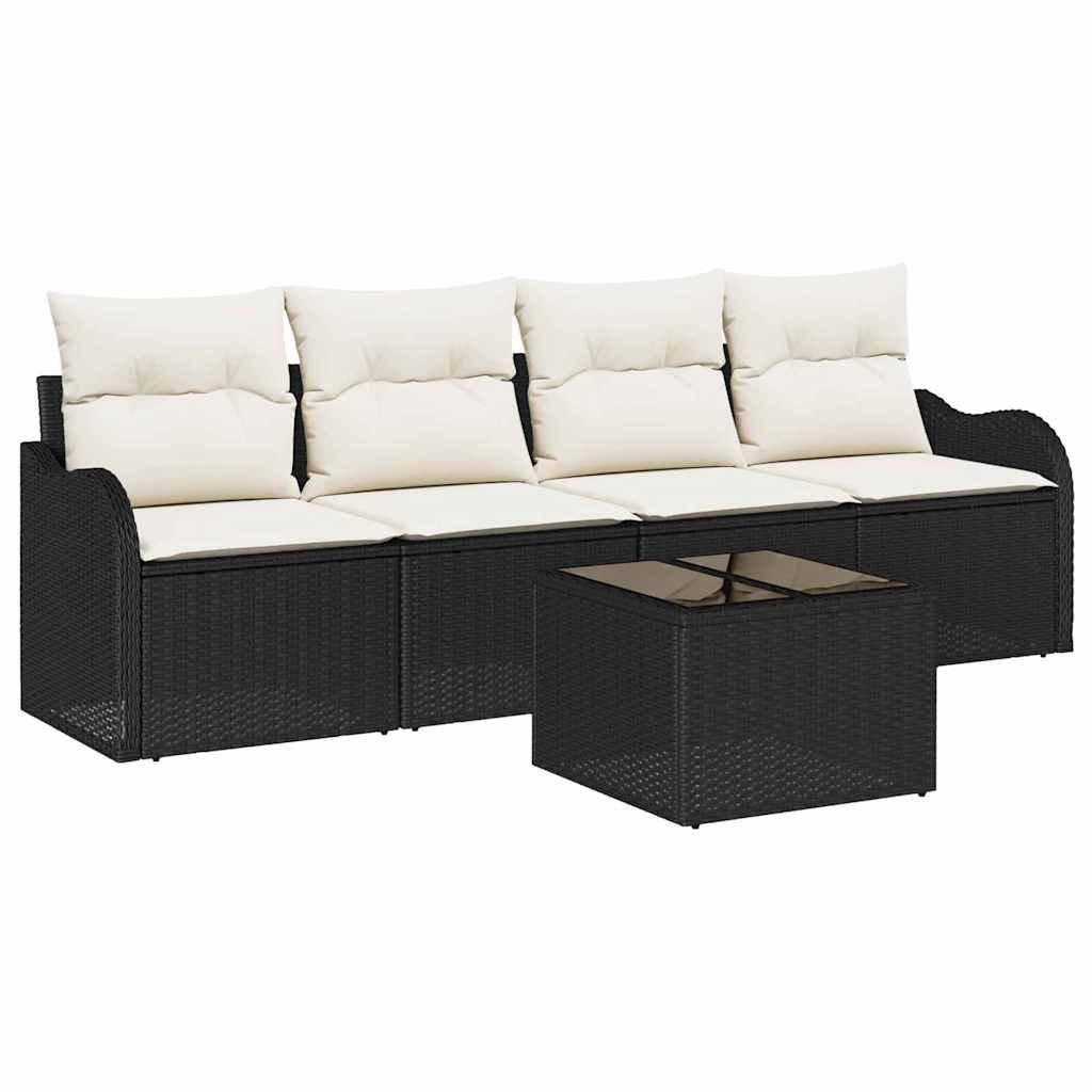 Gartensofa-set 5 stk. 4-Sitzanzahl Schwarz und Creme