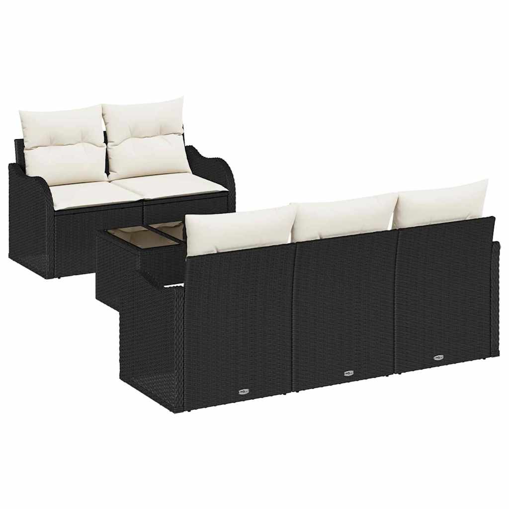 Gartensofa-set 6 stk. 5-Sitzanzahl Schwarz und Creme