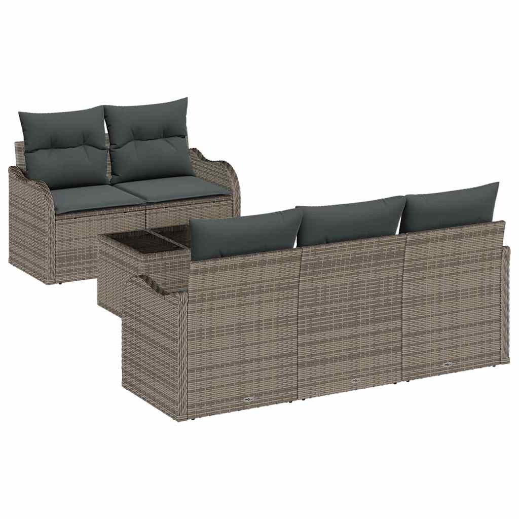 Gartensofa-set 6 stk. 5-Sitzanzahl Grau Poly-Rattan