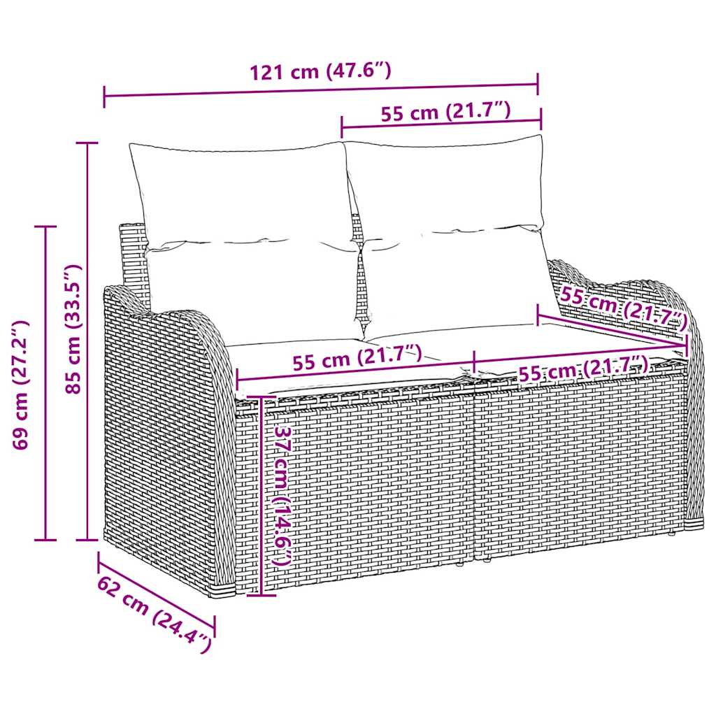 Gartensofa-set 6 Stk. 5-Sitzanzahl Beige und Creme Poly-Rattan