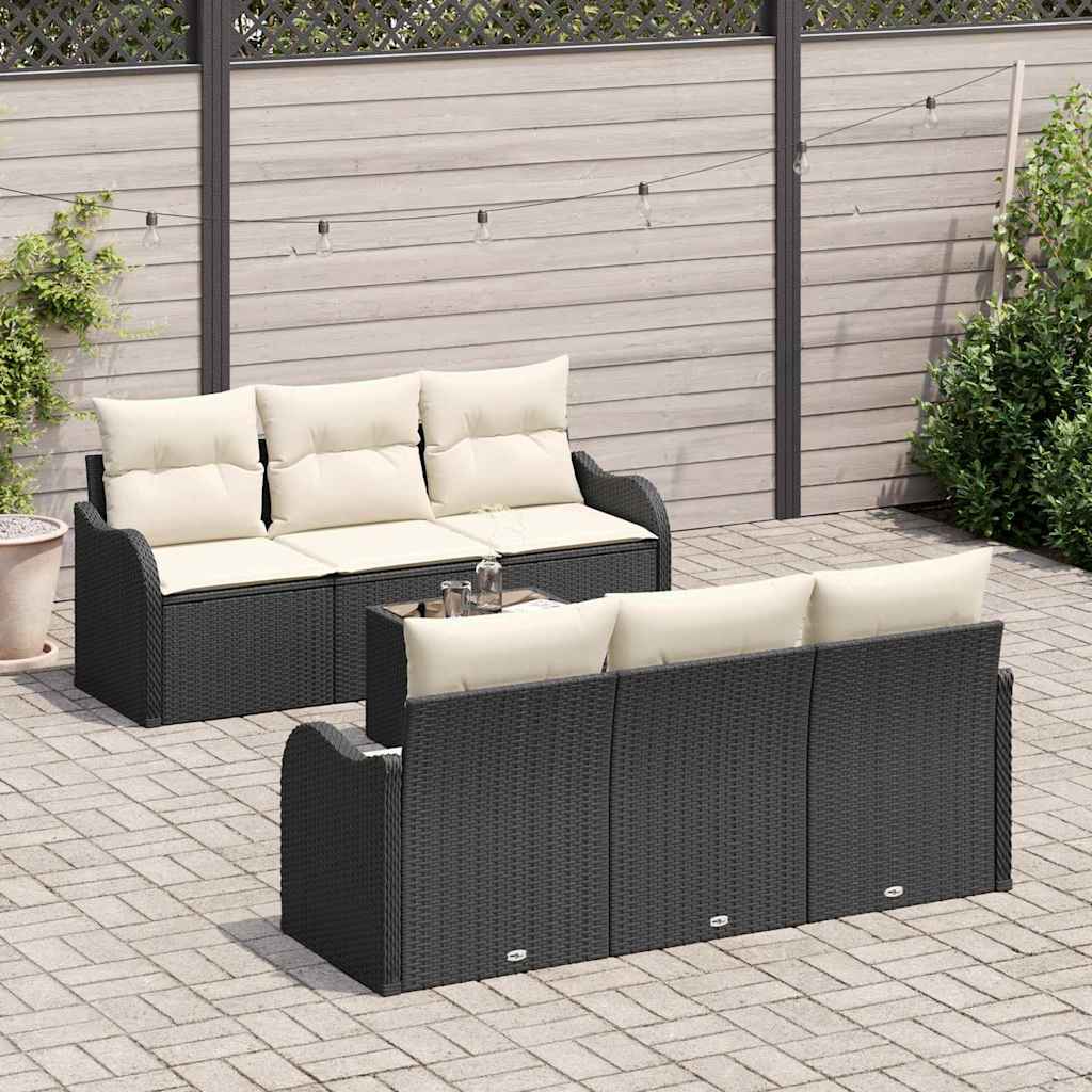 Gartensofa-set 7 stk. 6-Sitzanzahl Schwarz und Creme