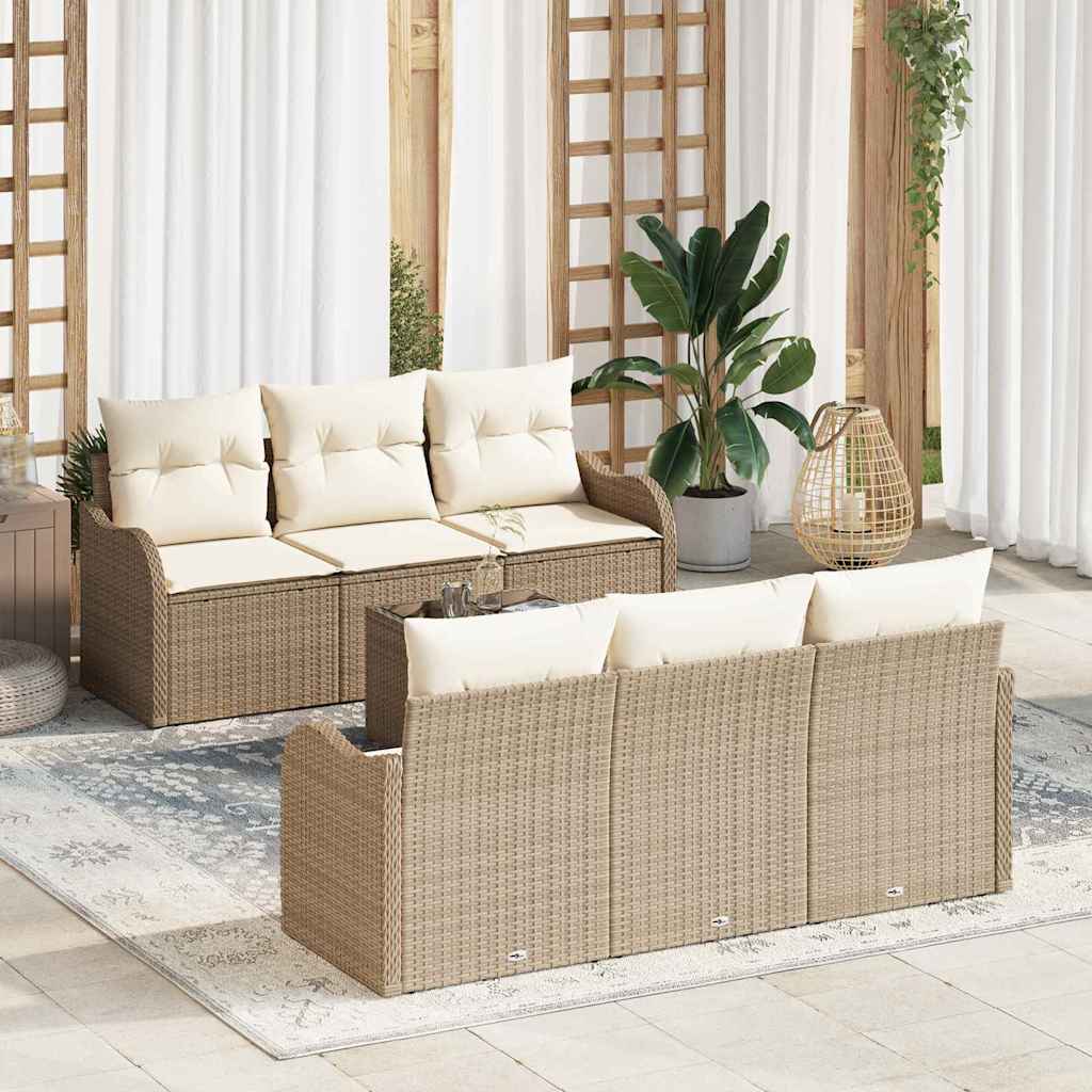 Gartensofa-set 7 stk. 6-Sitzanzahl Beige und Creme