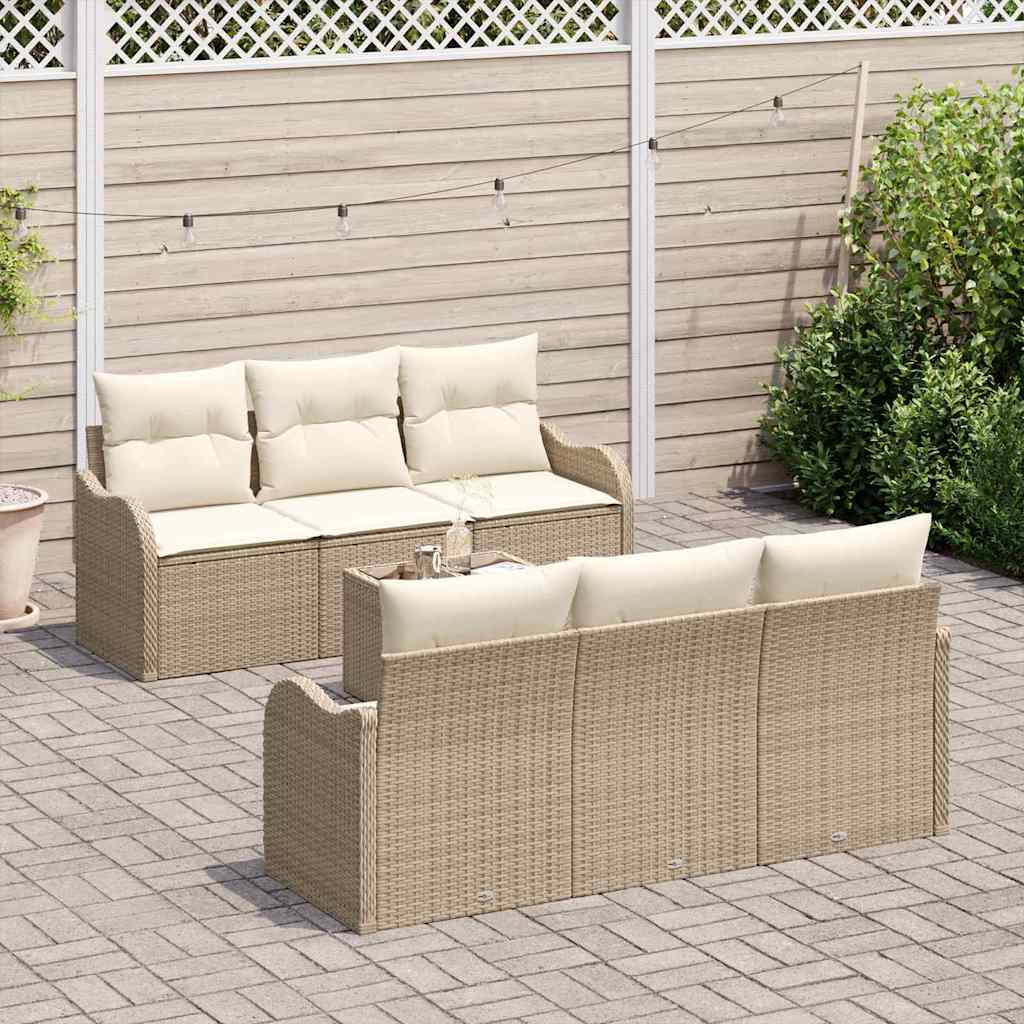 Gartensofa-set 7 stk. 6-Sitzanzahl Beige und Creme