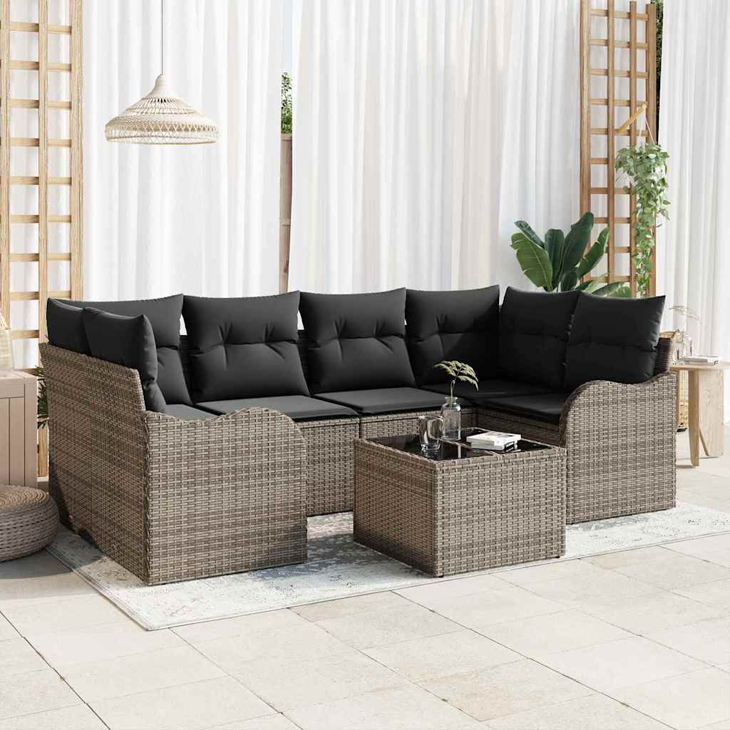 Garten-Sofa-Set 7 stk. 6-Sitzanzahl Grau