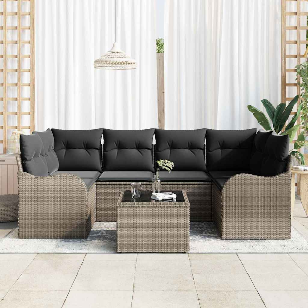Garten-Sofa-Set 7 stk. 6-Sitzanzahl Grau