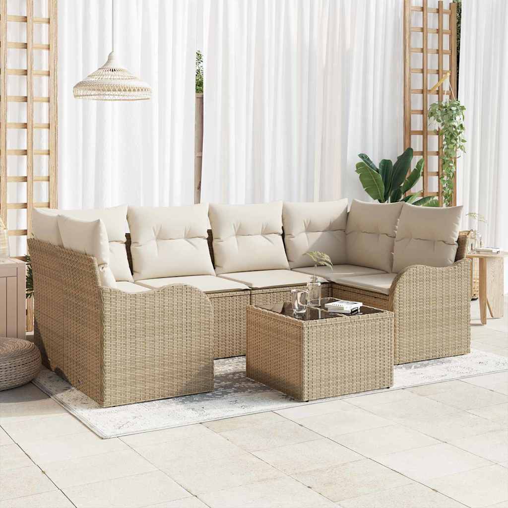 Garten-Sofa-Set 7 stk. 6-Sitzanzahl Beige und Creme