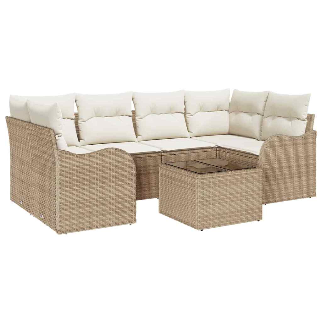 Garten-Sofa-Set 7 stk. 6-Sitzanzahl Beige und Creme