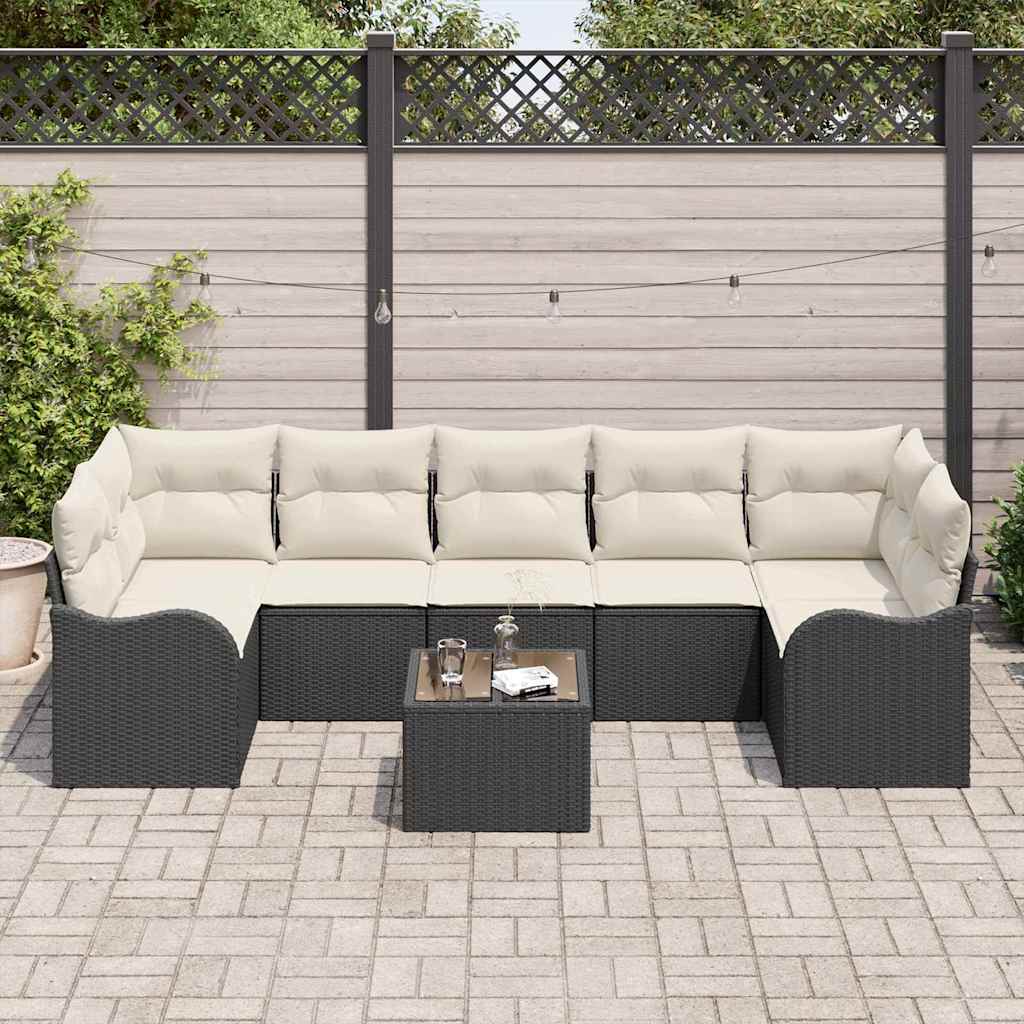Gartensofa-set 8 stk. 7-Sitzanzahl Schwarz und Creme