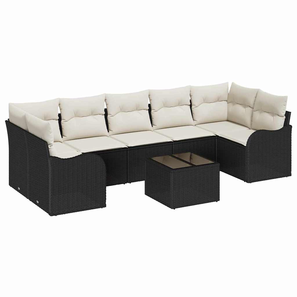 Gartensofa-set 8 stk. 7-Sitzanzahl Schwarz und Creme